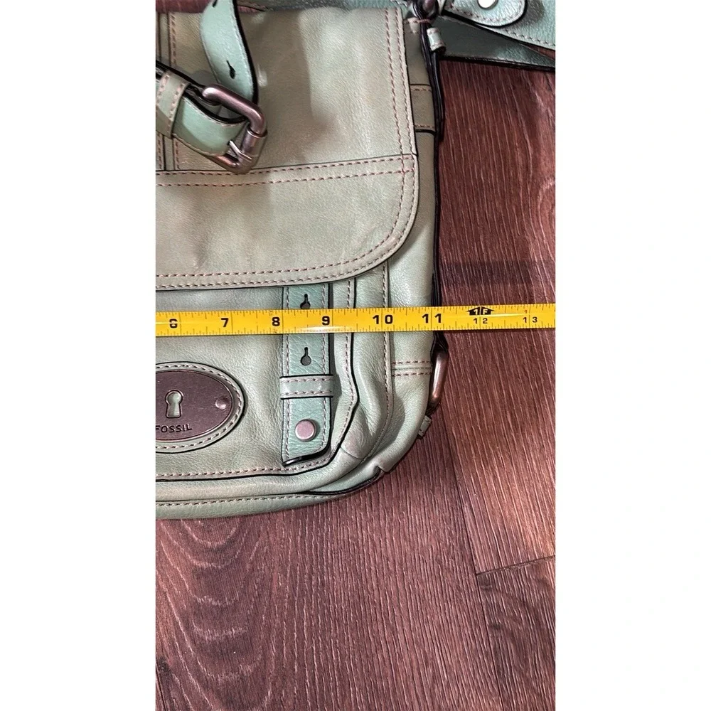Fossil‎ Maddox Green Leather Classic Long Live Vintage Flap Buckle Crossbody Bag - Picture 7 of 9